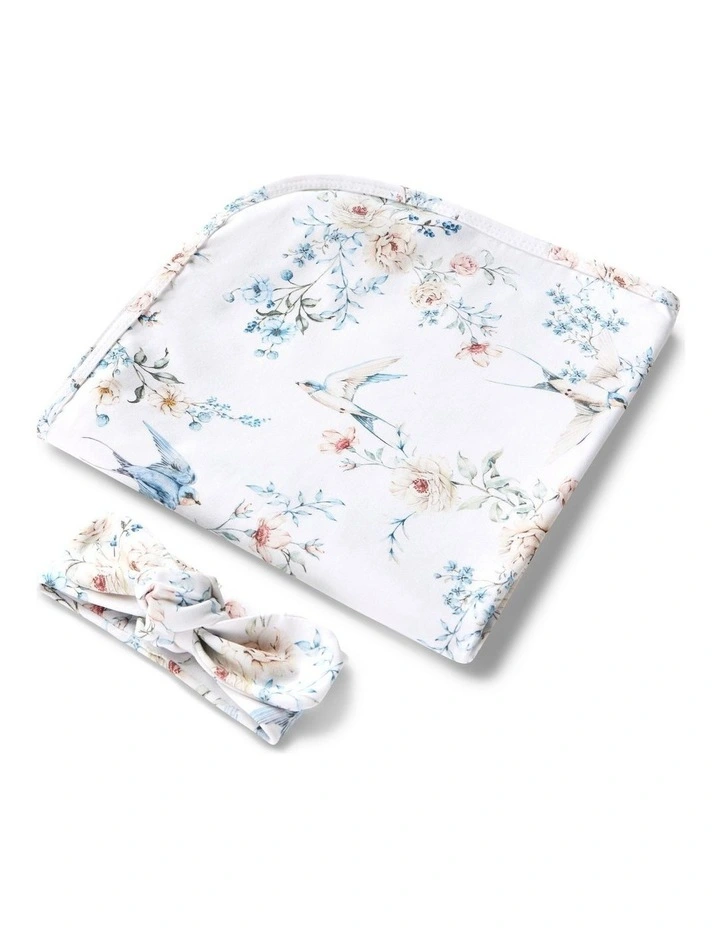 Sweet Swallows Organic Jersey Wrap & Topknot Set image 1
