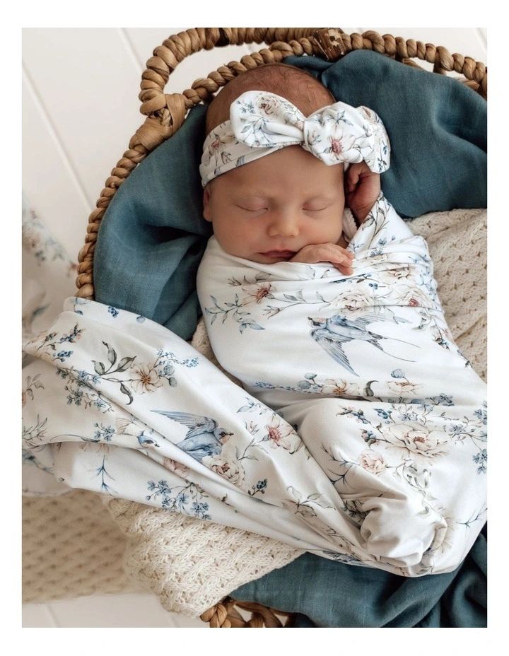 Sweet Swallows Organic Jersey Wrap & Topknot Set image 2