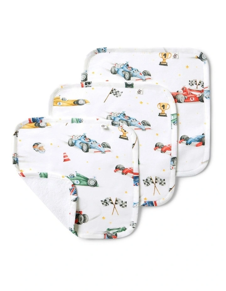 Little Racers Organic Wash Cloths - 3 Pack image 1