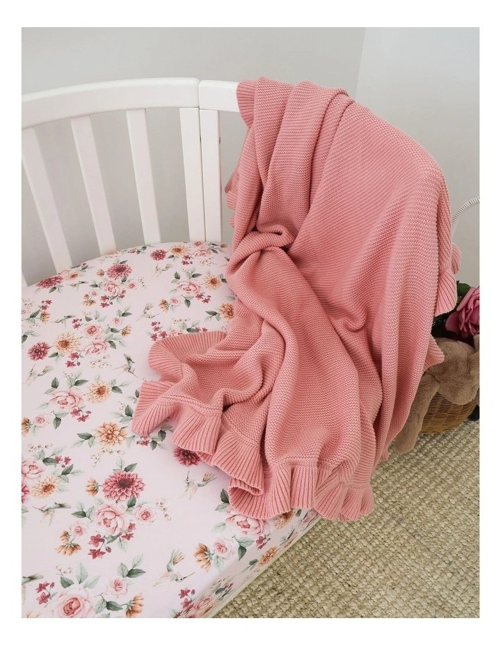 Rosa Ruffle Knit Organic Baby Blanket image 2