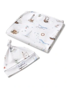 Set Sail Organic Jersey Wrap & Beanie Set