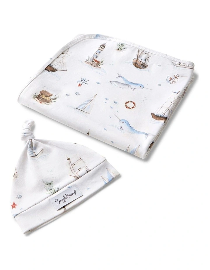 Set Sail Organic Jersey Wrap & Beanie Set image 1