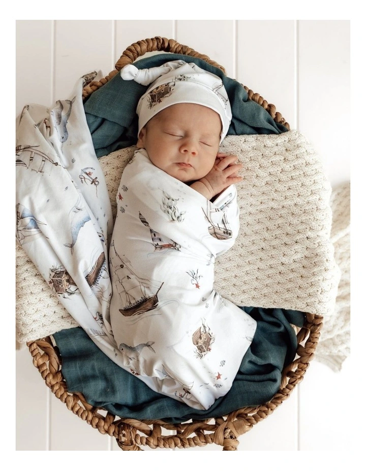 Set Sail Organic Jersey Wrap & Beanie Set image 4