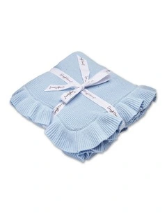 Baby Blue Ruffle Knit Organic Baby Blanket