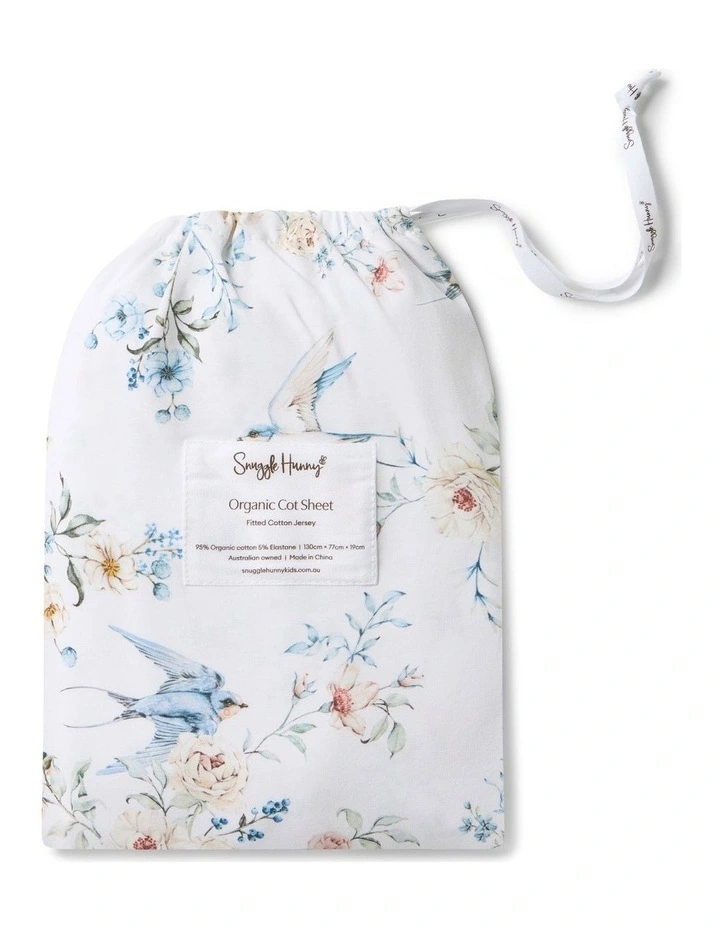 Sweet Swallows Organic Fitted Cot Sheet image 1