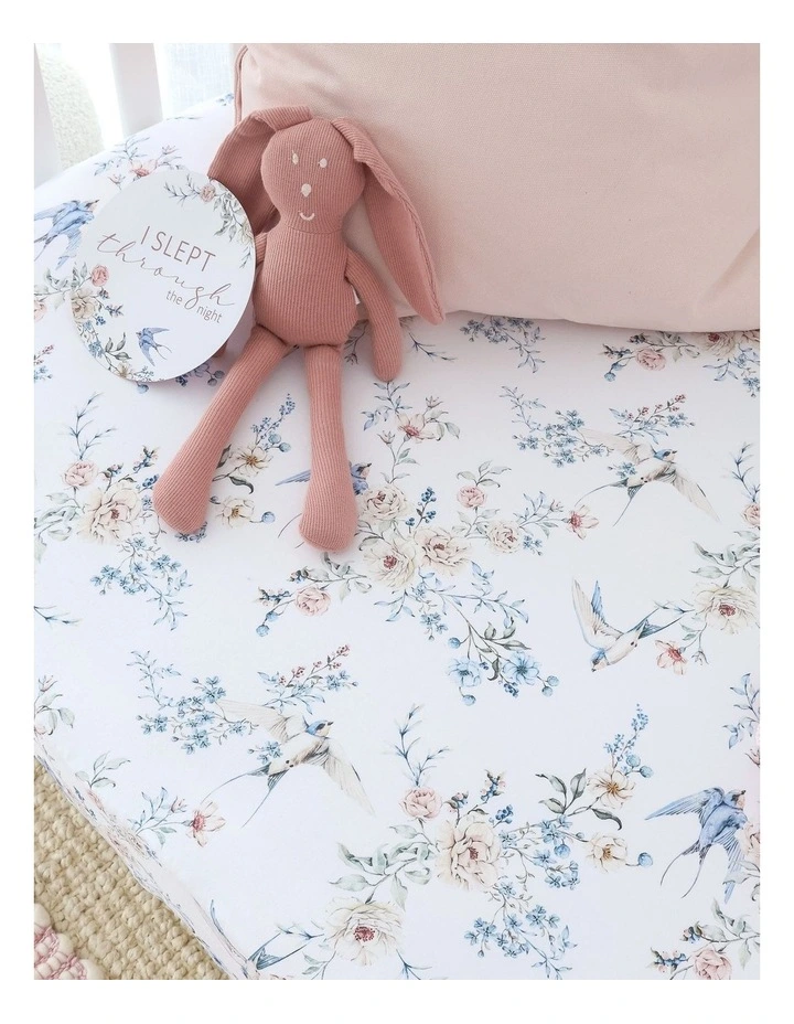 Sweet Swallows Organic Fitted Cot Sheet image 4