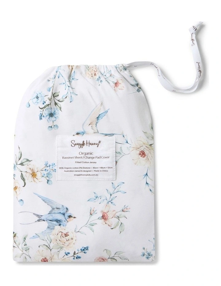Sweet Swallows Organic Bassinet Sheet / Change Pad Cover image 1