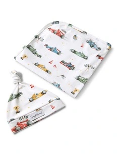 Little Racers Organic Jersey Wrap & Beanie Set