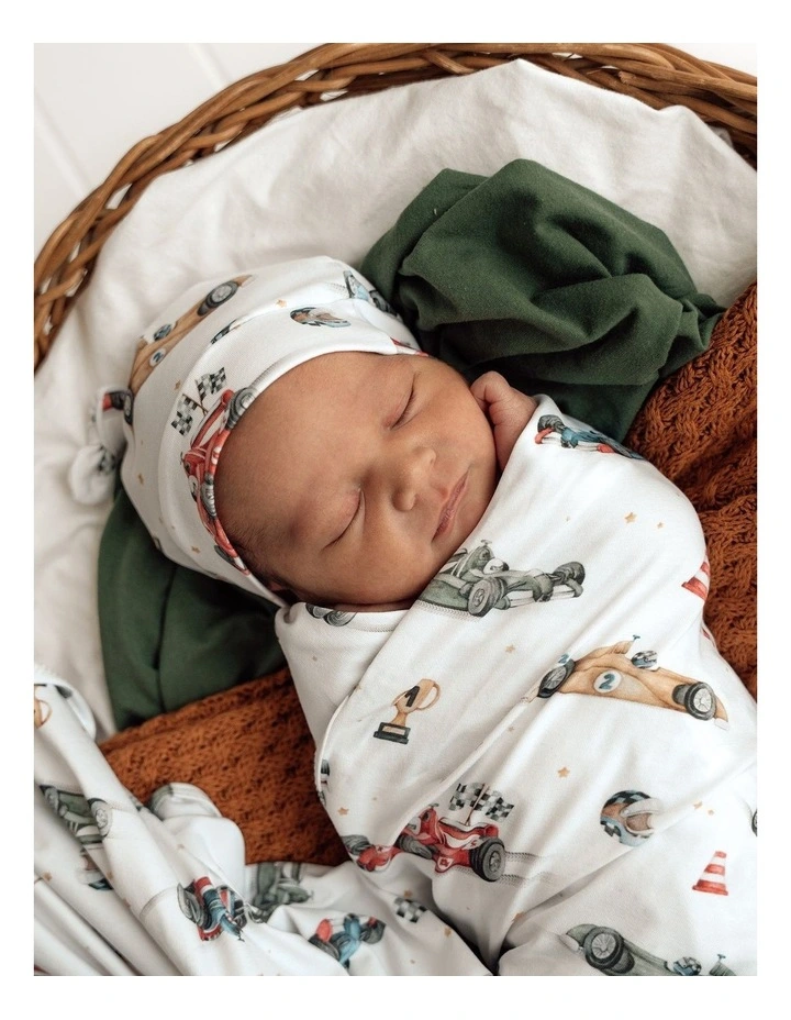 Little Racers Organic Jersey Wrap & Beanie Set image 3