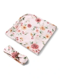Birds & Blooms Organic Jersey Wrap & Topknot Set