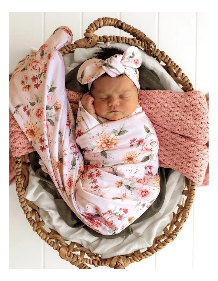 Birds & Blooms Organic Jersey Wrap & Topknot Set image 2