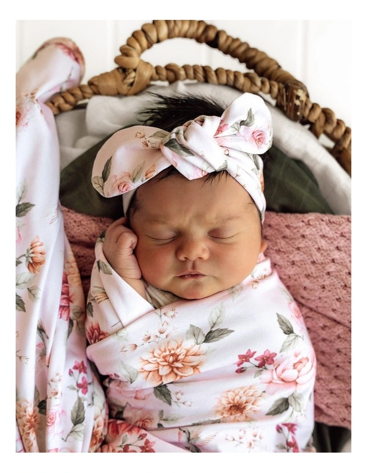 Birds & Blooms Organic Jersey Wrap & Topknot Set image 3