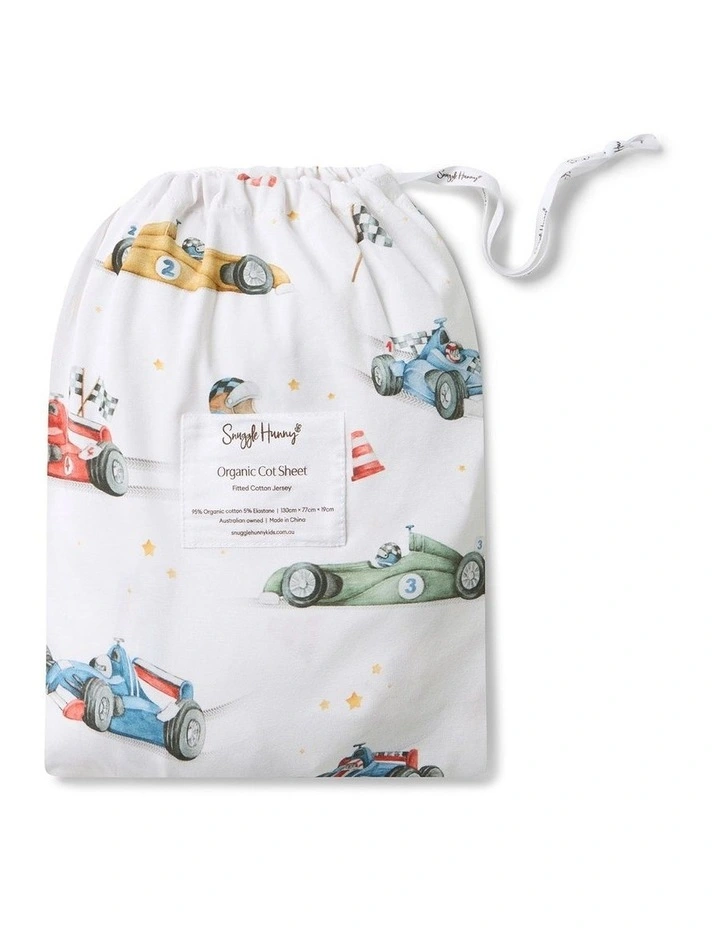 Little Racers Organic Fitted Cot Sheet image 1