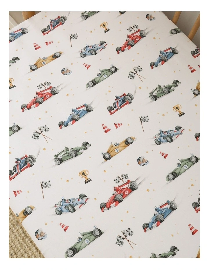 Little Racers Organic Fitted Cot Sheet image 2
