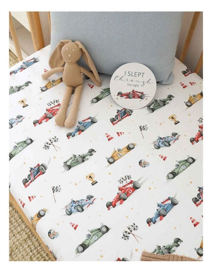 Little Racers Organic Fitted Cot Sheet image 3