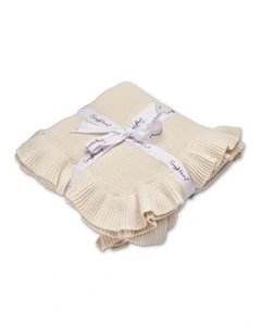 Cream Ruffle Knit Organic Baby Blanket