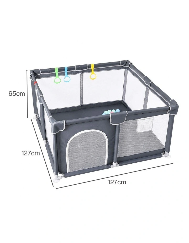 BoPeep Baby Playpen 127x127cm Playpen with Balls Meah 150D oxford Grey image 3