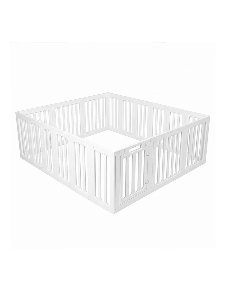 BoPeep Large Baby Playpen HDPE Safety Fence with 36 Suction Cups Indoor White image 1