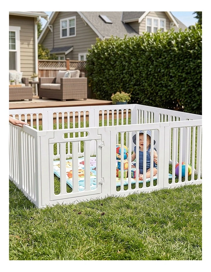 BoPeep Large Baby Playpen HDPE Safety Fence with 36 Suction Cups Indoor White image 6