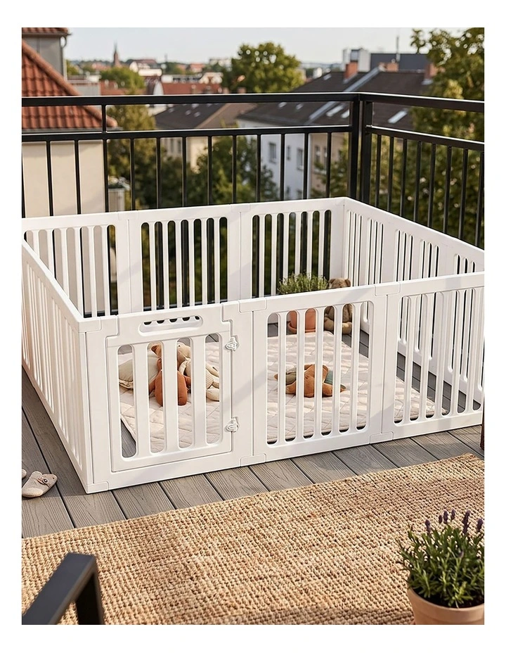 BoPeep Large Baby Playpen HDPE Safety Fence with 36 Suction Cups Indoor White image 7