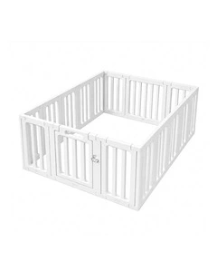 BoPeep Large Baby Playpen HDPE Safety Fence with 36 Suction Cups Indoor White