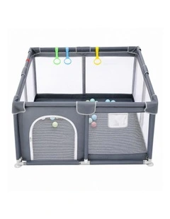 BoPeep Baby Playpen 150x180cm Large Play Pen Foldable Mesh Oxford Grey