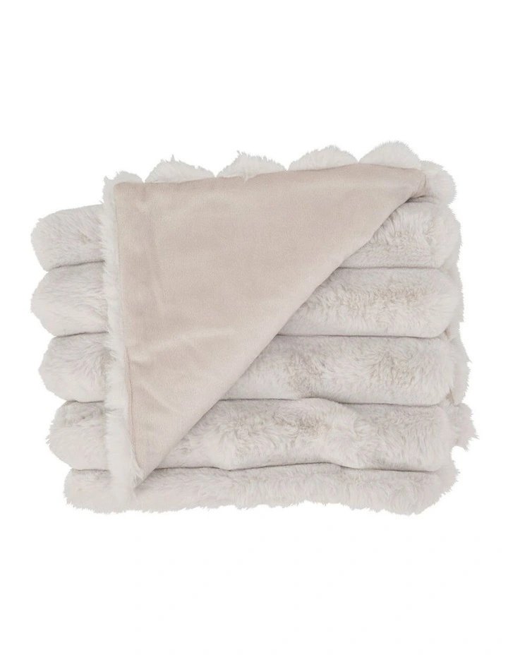 Annabel Trends Baby Blanket Throw Ribbed Faux Fur Dove Grey image 1