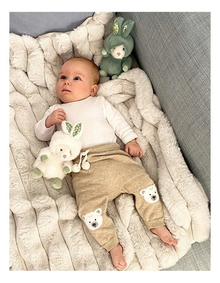 Annabel Trends Baby Blanket Throw Ribbed Faux Fur Dove Grey image 2