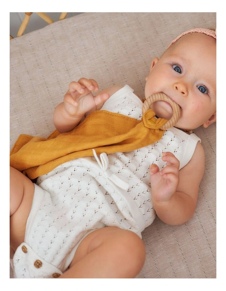 4pc Annabel Trends Muslin Security Baby Blanket Mustard 32x32cm image 4