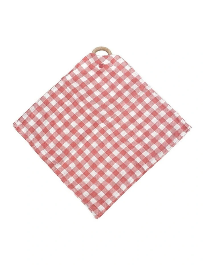 Annabel Trends Muslin Security Baby Blanket Gingham Rhubarb 32x32cm image 1