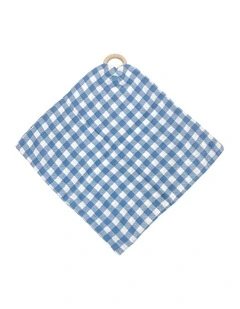 Annabel Trends Muslin Security Baby Blanket Soft Gingham Blue 32x32cm
