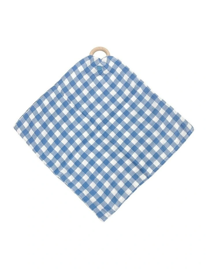 Annabel Trends Muslin Security Baby Blanket Soft Gingham Blue 32x32cm image 1