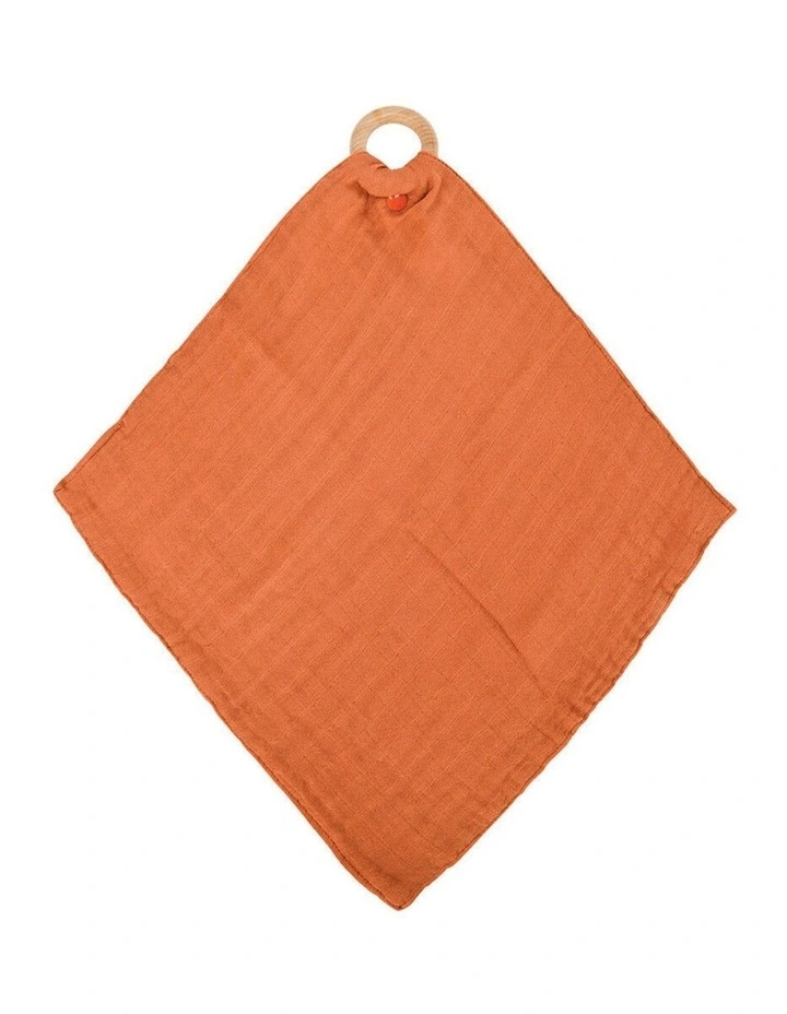 Annabel Trends Muslin Security Baby Blanket Rust 32x32cm image 1