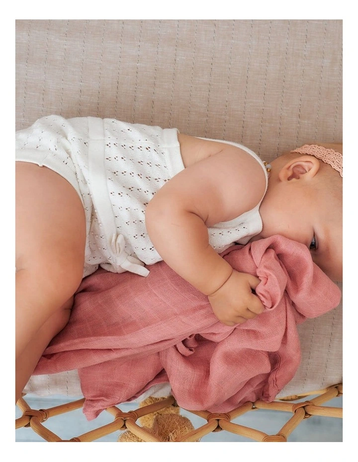 Annabel Trends Muslin Security Baby Blanket Soft Coral 32x32cm image 3