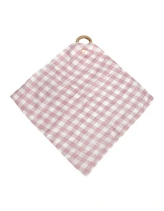 Annabel Trends Muslin Security Baby Blanket Gingham Pink Clay 32x32cm