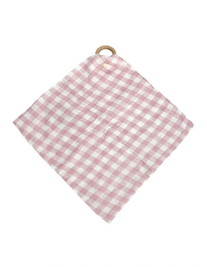 Annabel Trends Muslin Security Baby Blanket Gingham Pink Clay 32x32cm image 1