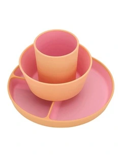 3pc Annabel Trends Silicone Two Tone Dinner Set Tableware Kids Pink