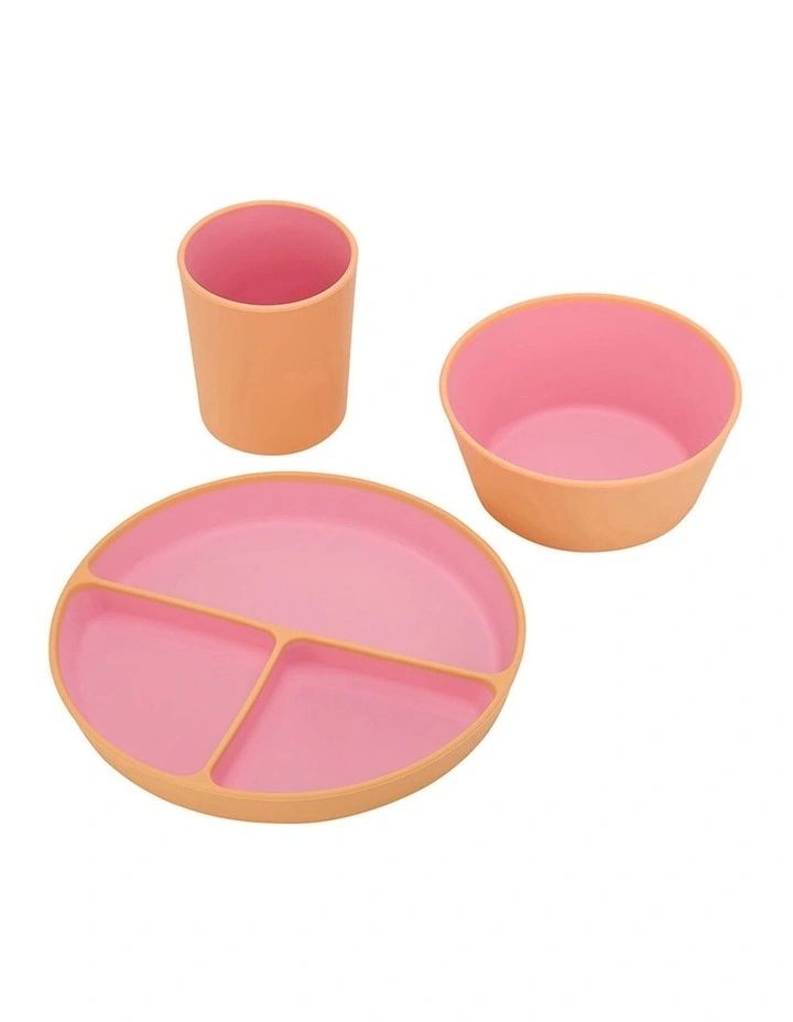 3pc Annabel Trends Silicone Two Tone Dinner Set Tableware Kids Pink image 2