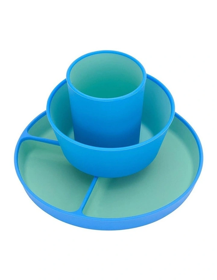 3pc Annabel Trends Silicone Two Tone Dinner Set Tableware Kids Blue image 1
