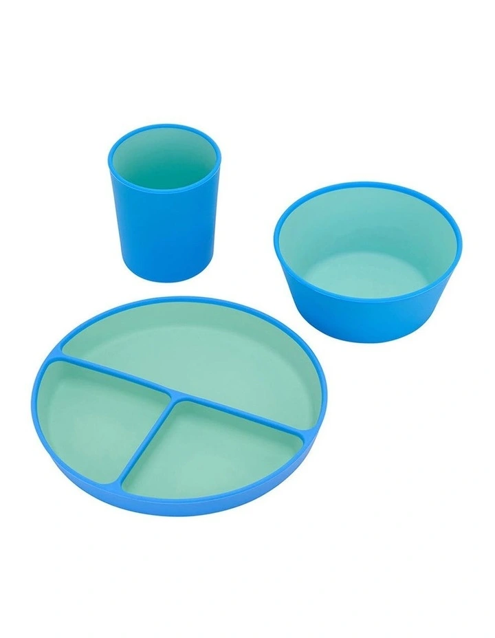 3pc Annabel Trends Silicone Two Tone Dinner Set Tableware Kids Blue image 2