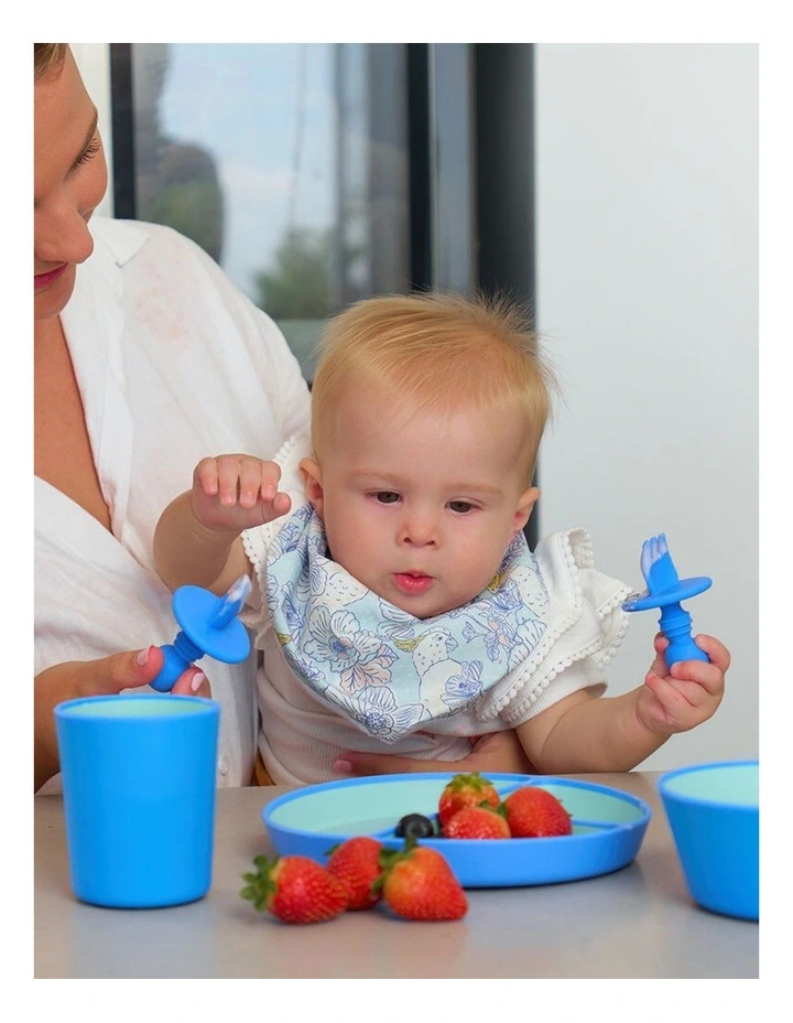 3pc Annabel Trends Silicone Two Tone Dinner Set Tableware Kids Blue image 3