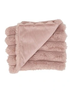 Annabel Trends Baby Blanket Throw Ribbed Faux Fur Dusty Pink
