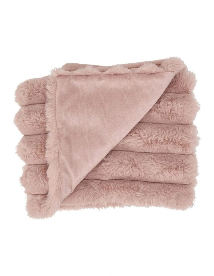 Annabel Trends Baby Blanket Throw Ribbed Faux Fur Dusty Pink image 1