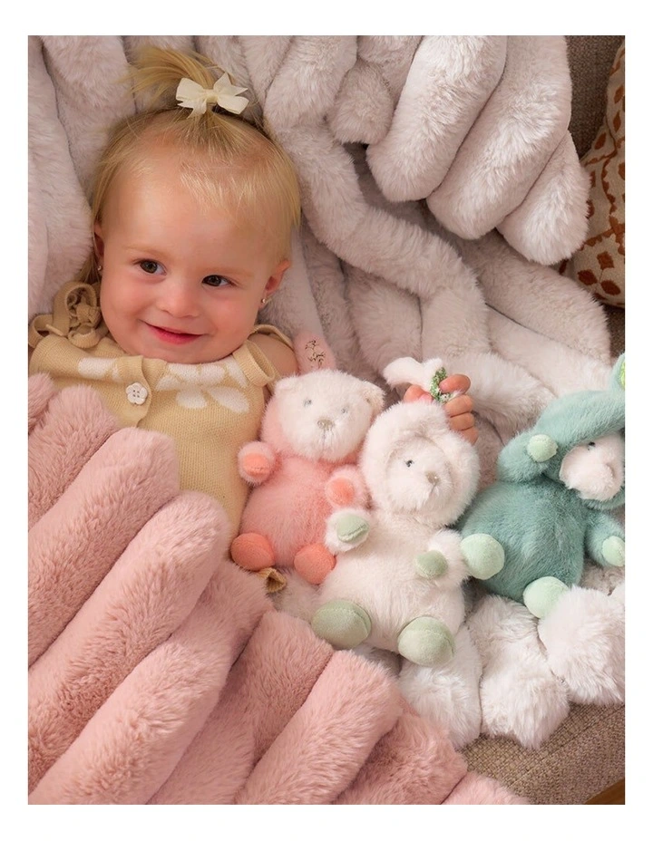 Annabel Trends Baby Blanket Throw Ribbed Faux Fur Dusty Pink image 2