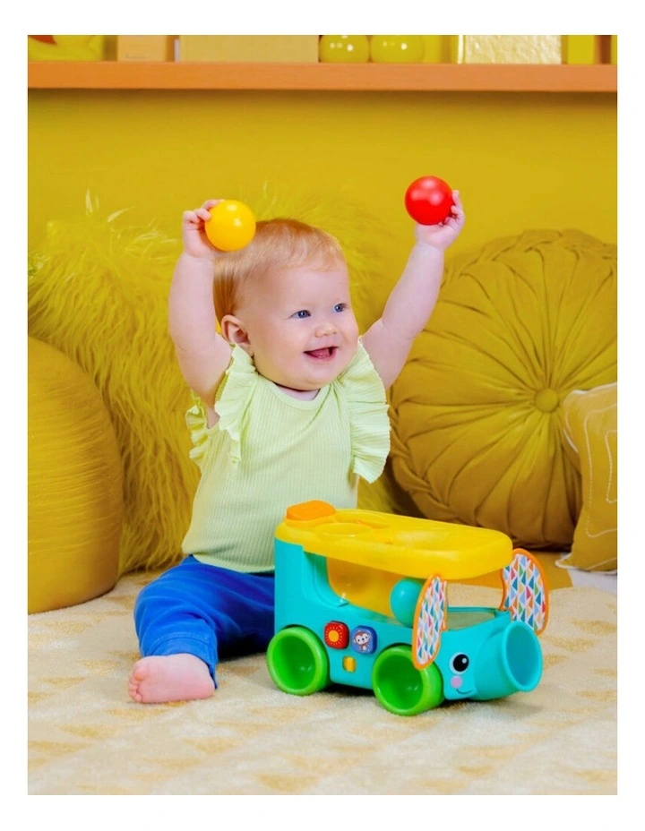 Bright Starts Pop & Roll Safari Bus Ball Baby Play Toy With Lights Sounds 6m image 2