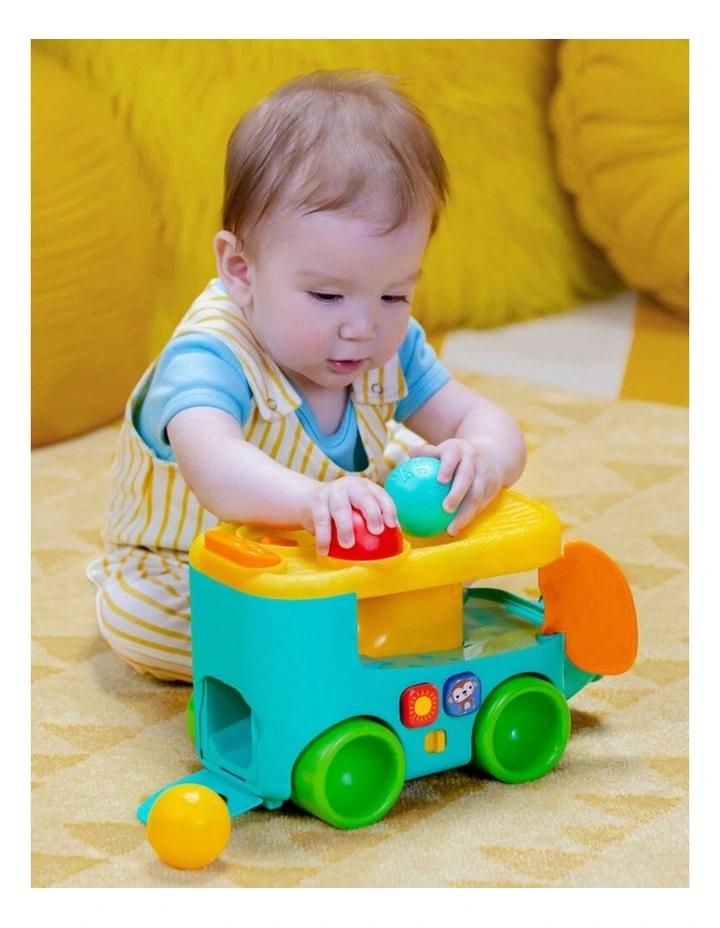 Bright Starts Pop & Roll Safari Bus Ball Baby Play Toy With Lights Sounds 6m image 4