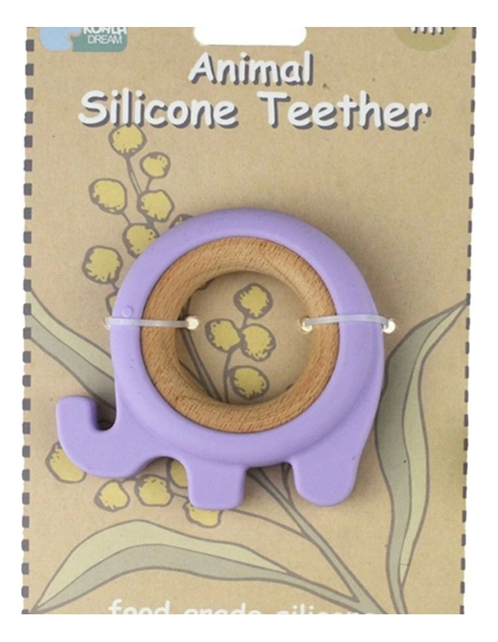 Koala Dream Silicone Wooden Elephant Baby Toddler Chew Teether Purple 4m image 1