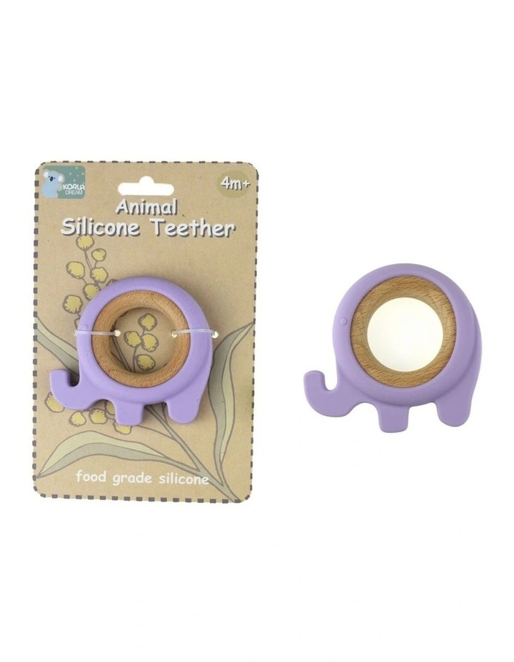 Koala Dream Silicone Wooden Elephant Baby Toddler Chew Teether Purple 4m image 2