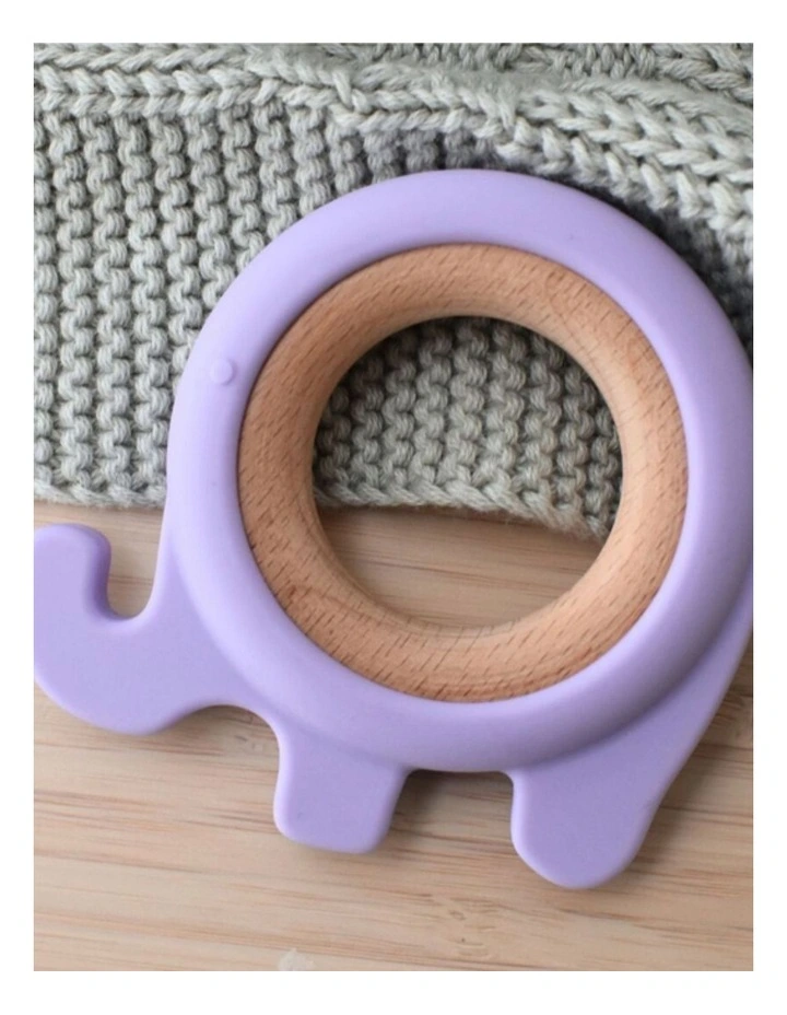 Koala Dream Silicone Wooden Elephant Baby Toddler Chew Teether Purple 4m image 4