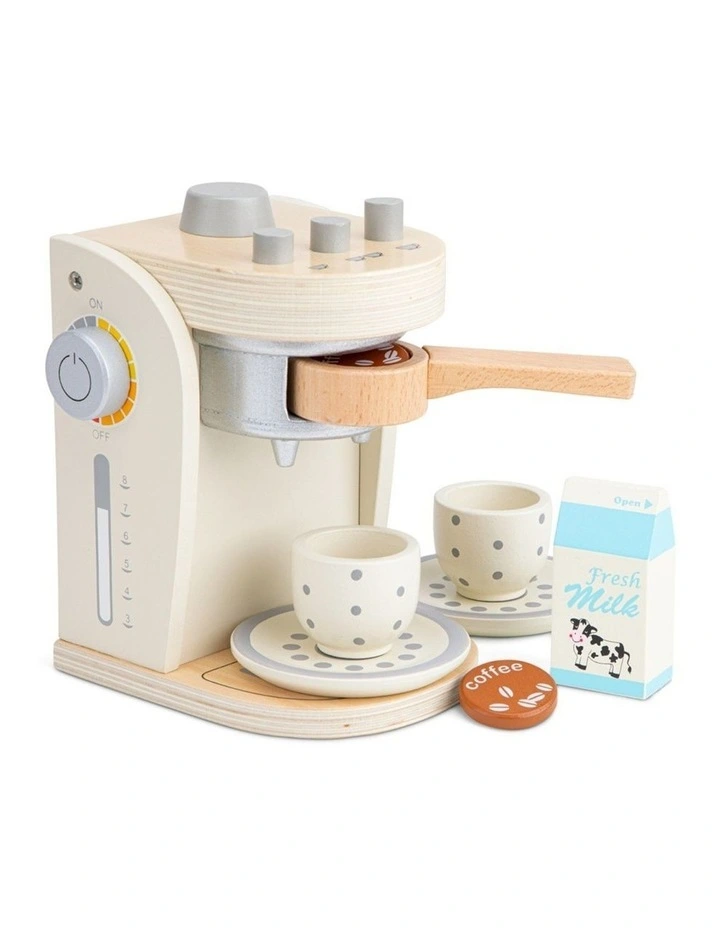 New Classic Toys Wooden Coffee Machine Kids Pretend Play White 36m image 1